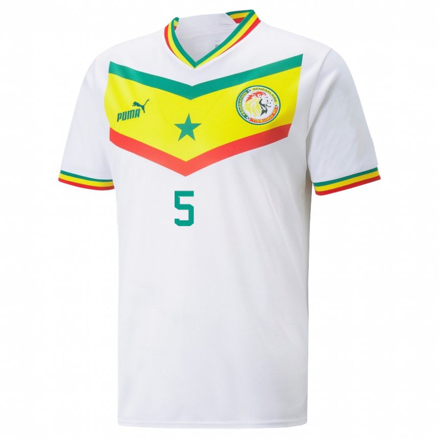 Dětské Senegalská Idrissa Gueye #5 Bílý Domů Hráčské Dresy 22-24 Dres