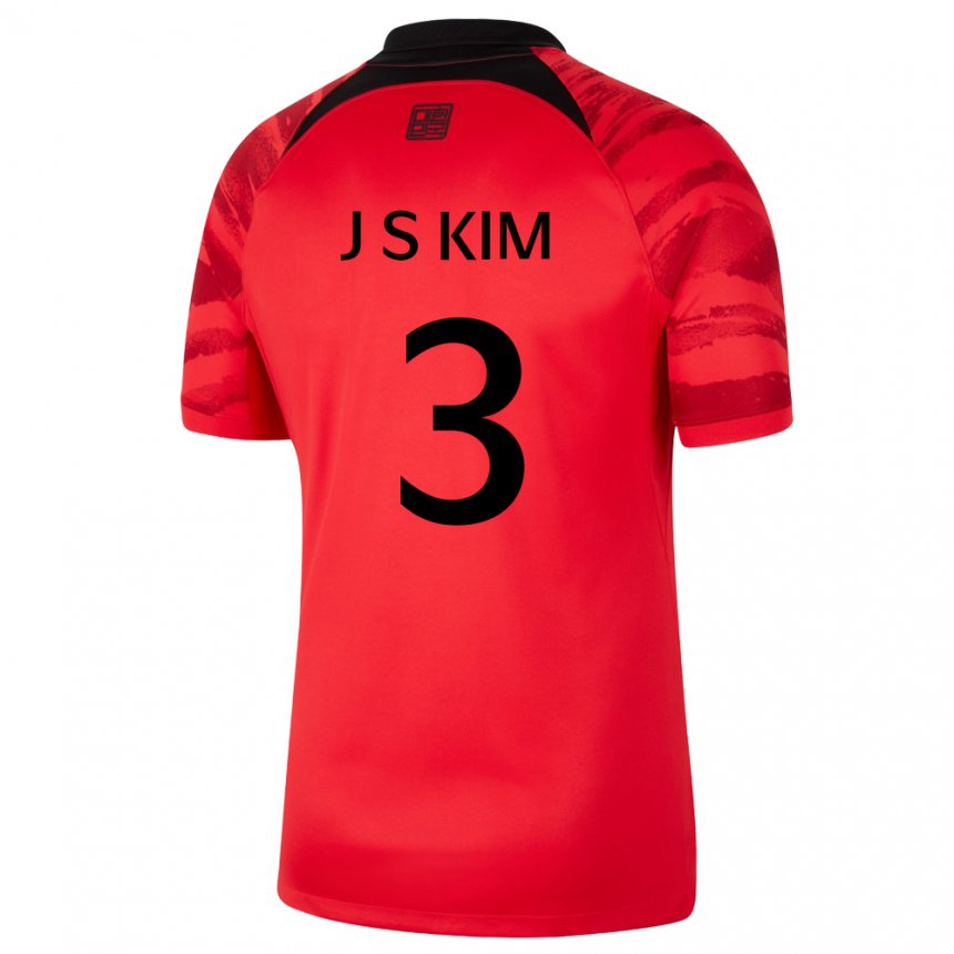 Dětské Jihokorejská Jin-su Kim #3 červená černá Domů Hráčské Dresy 22-24 Dres