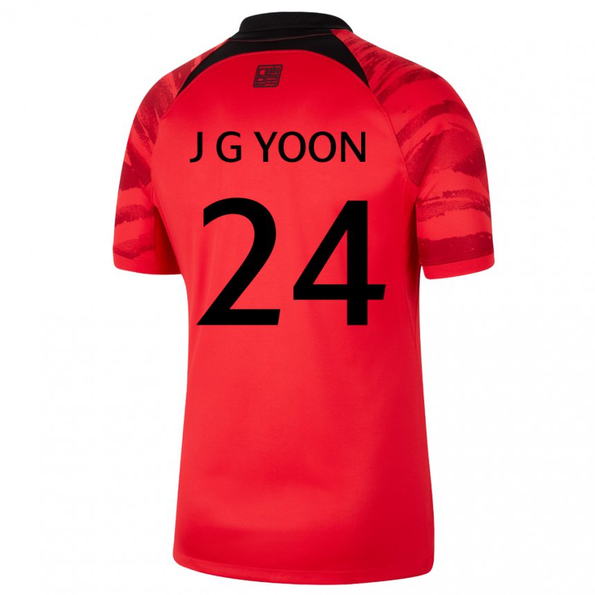 Dětské Jihokorejská Jong-gyu Yoon #24 červená černá Domů Hráčské Dresy 22-24 Dres