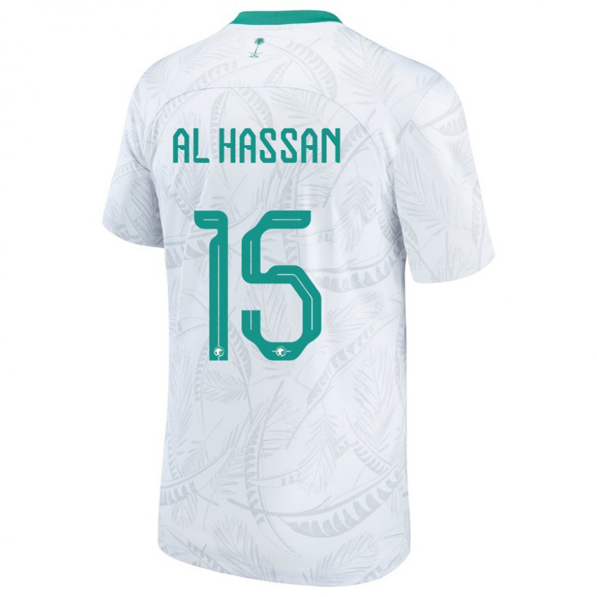 Dětské Saúdskoarabská Ali Al Hassan #15 Bílý Domů Hráčské Dresy 22-24 Dres
