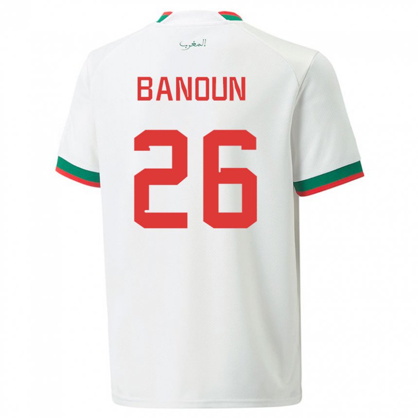 Dětské Marocká Badr Banoun #26 Bílý Daleko Hráčské Dresy 22-24 Dres