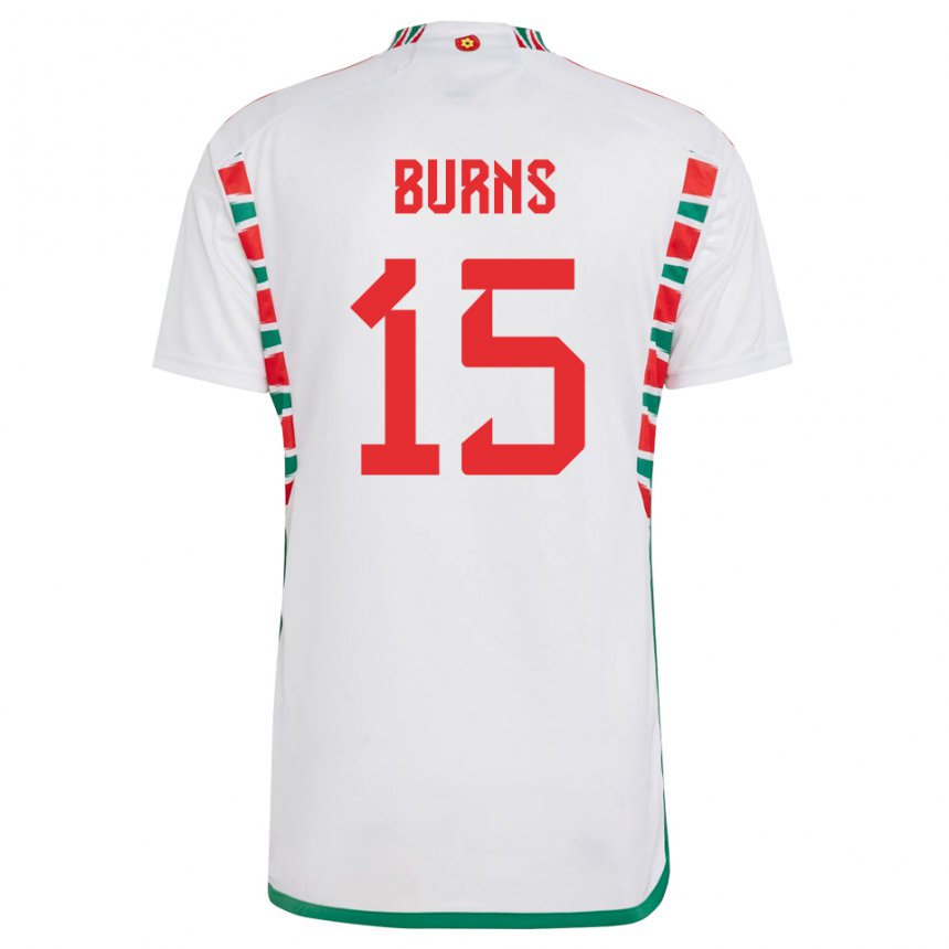 Dětské Velšská Wes Burns #15 Bílý Daleko Hráčské Dresy 22-24 Dres