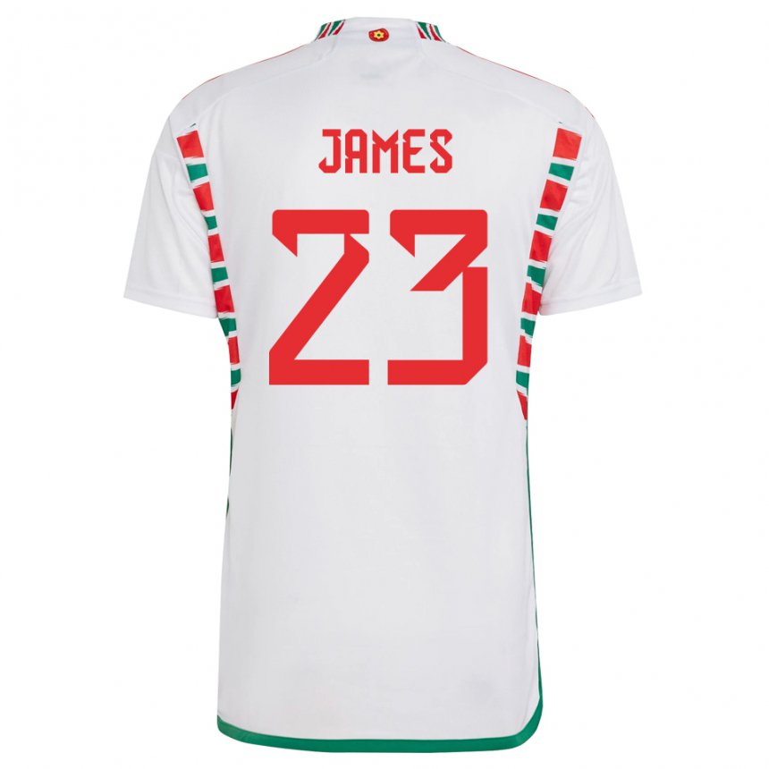 Dětské Velšská Jordan James #23 Bílý Daleko Hráčské Dresy 22-24 Dres