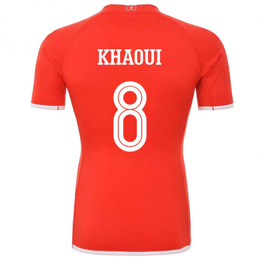 Pánské Tuniská Saif Eddine Khaoui #8 Červené Domů Hráčské Dresy 22-24 Dres