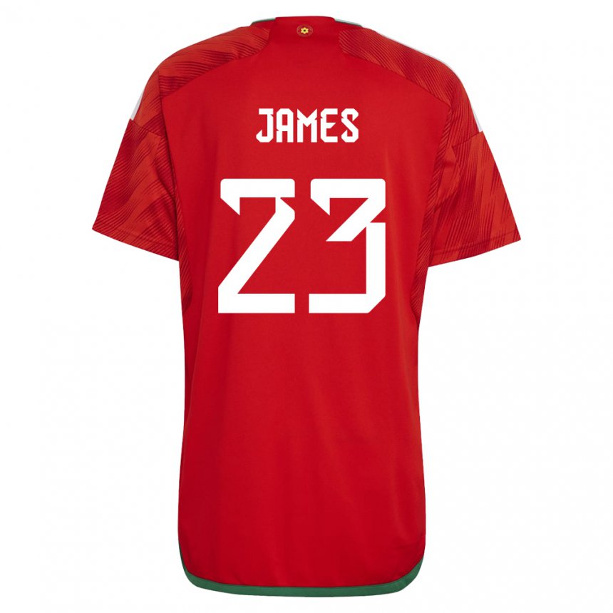 Pánské Velšská Jordan James #23 Červené Domů Hráčské Dresy 22-24 Dres