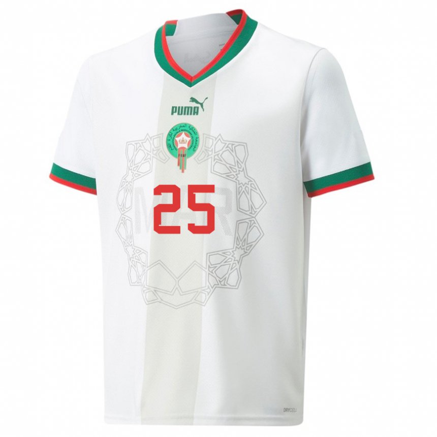 Pánské Marocká Yahya Jabrane #25 Bílý Daleko Hráčské Dresy 22-24 Dres