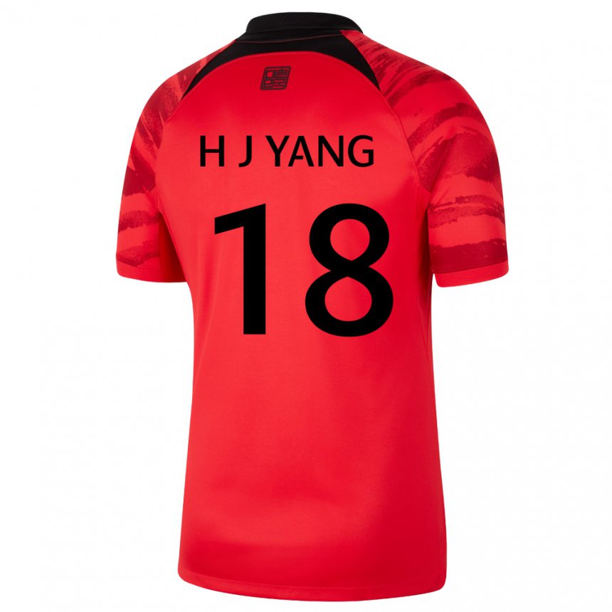 Dámské Jihokorejská Hyun-jun Yang #18 červená černá Domů Hráčské Dresy 22-24 Dres