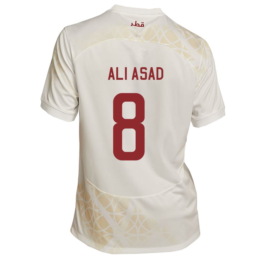 Dámské Katarská Ali Asad #8 Zlato Béžová Daleko Hráčské Dresy 22-24 Dres