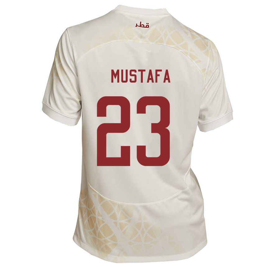 Dámské Katarská Mustafa Mashaal #23 Zlato Béžová Daleko Hráčské Dresy 22-24 Dres