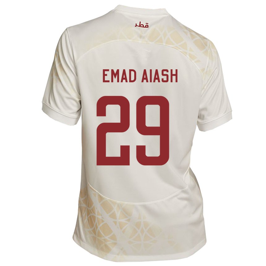 Dámské Katarská Mohamed Emad Aiash #29 Zlato Béžová Daleko Hráčské Dresy 22-24 Dres