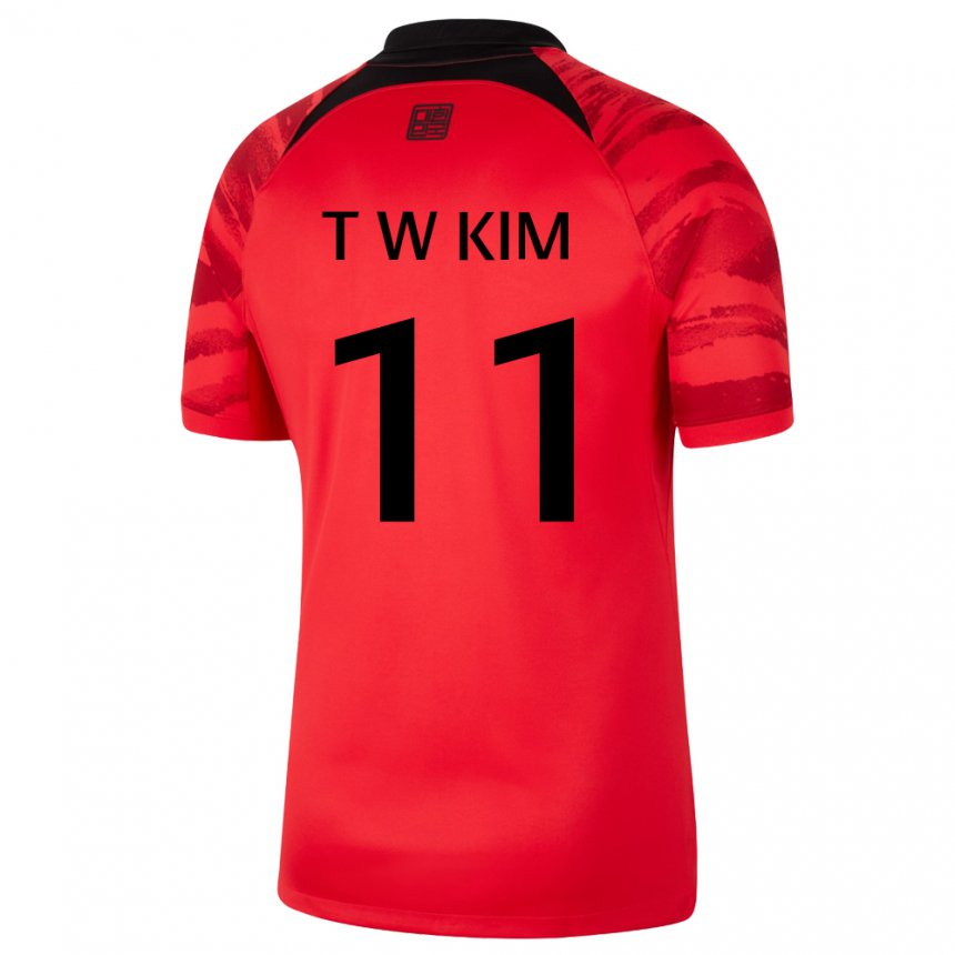 Dětské Jihokorejská Kim Tae Wook #11 červená černá Domů Hráčské Dresy 22-24 Dres