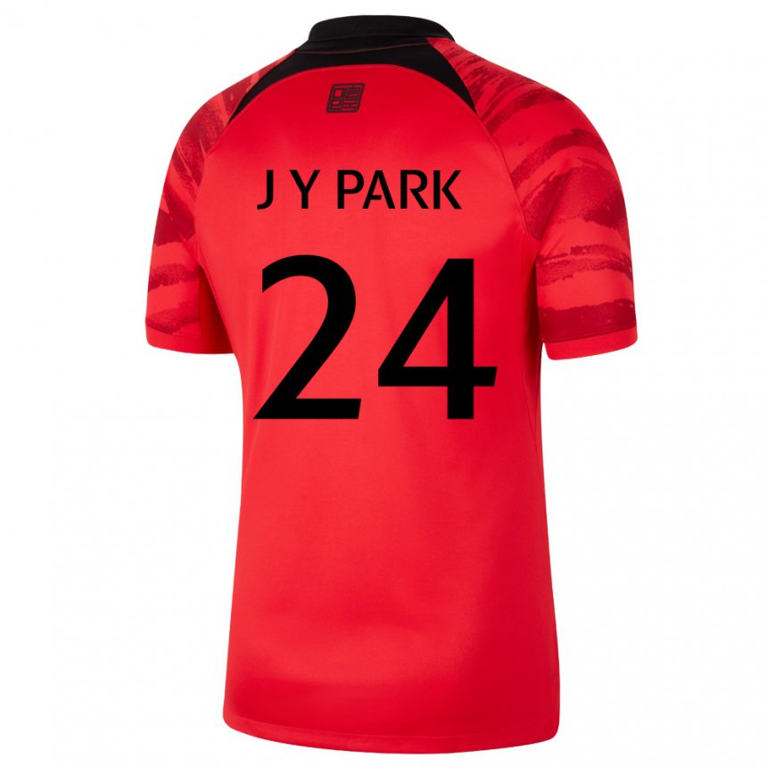 Dětské Jihokorejská Park Jun Yeong #24 červená černá Domů Hráčské Dresy 22-24 Dres