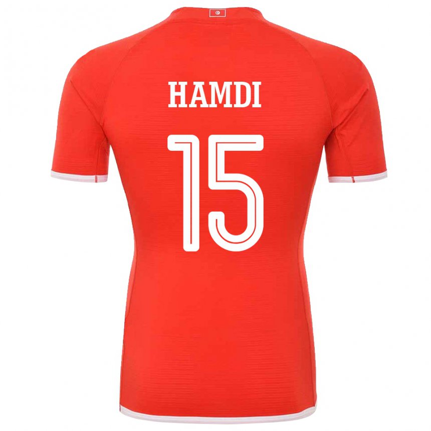 Dětské Tuniská Hanna Hamdi #15 Červené Domů Hráčské Dresy 22-24 Dres