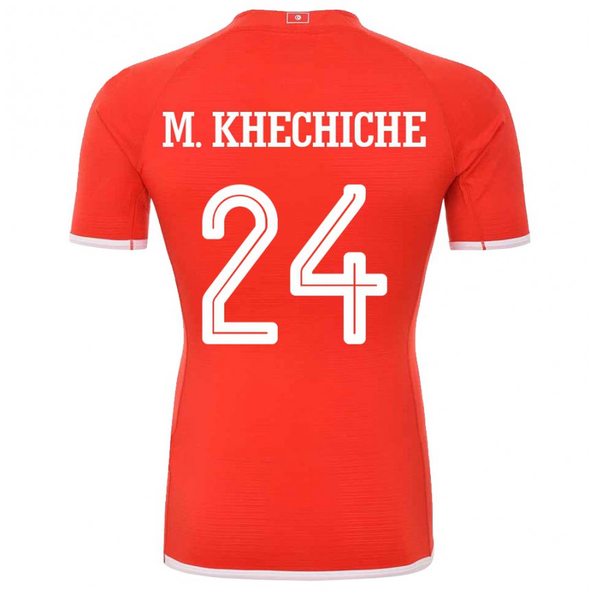 Dětské Tuniská Mohamed Amine Khechiche #24 Červené Domů Hráčské Dresy 22-24 Dres