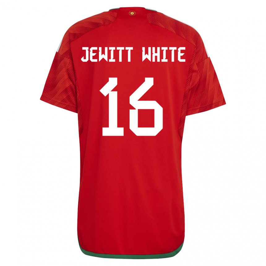 Dětské Velšská Harry Jewitt White #16 Červené Domů Hráčské Dresy 22-24 Dres