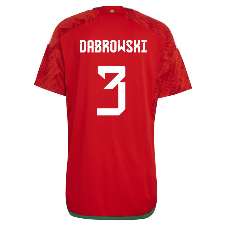 Dětské Velšská Sebastian Dabrowski #3 Červené Domů Hráčské Dresy 22-24 Dres