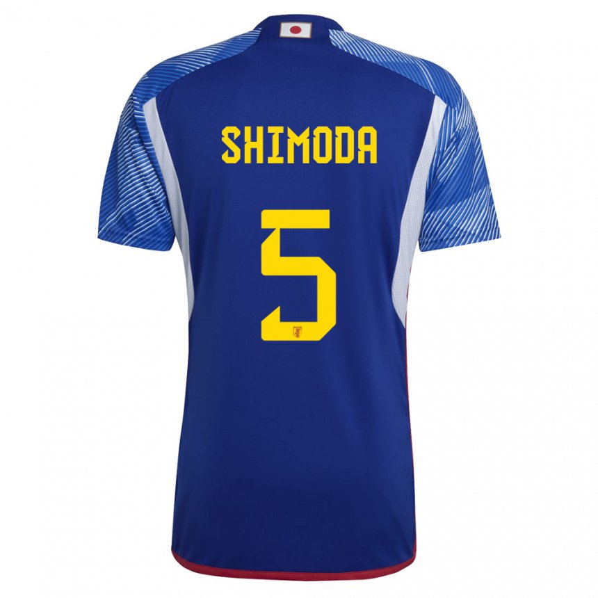 Dětské Japonská Yoshihiro Shimoda #5 Královská Modrá Domů Hráčské Dresy 22-24 Dres