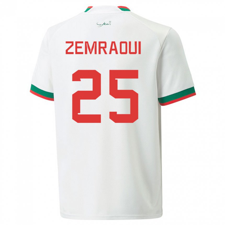 Dětské Marocká Oussama Zemraoui #25 Bílý Daleko Hráčské Dresy 22-24 Dres