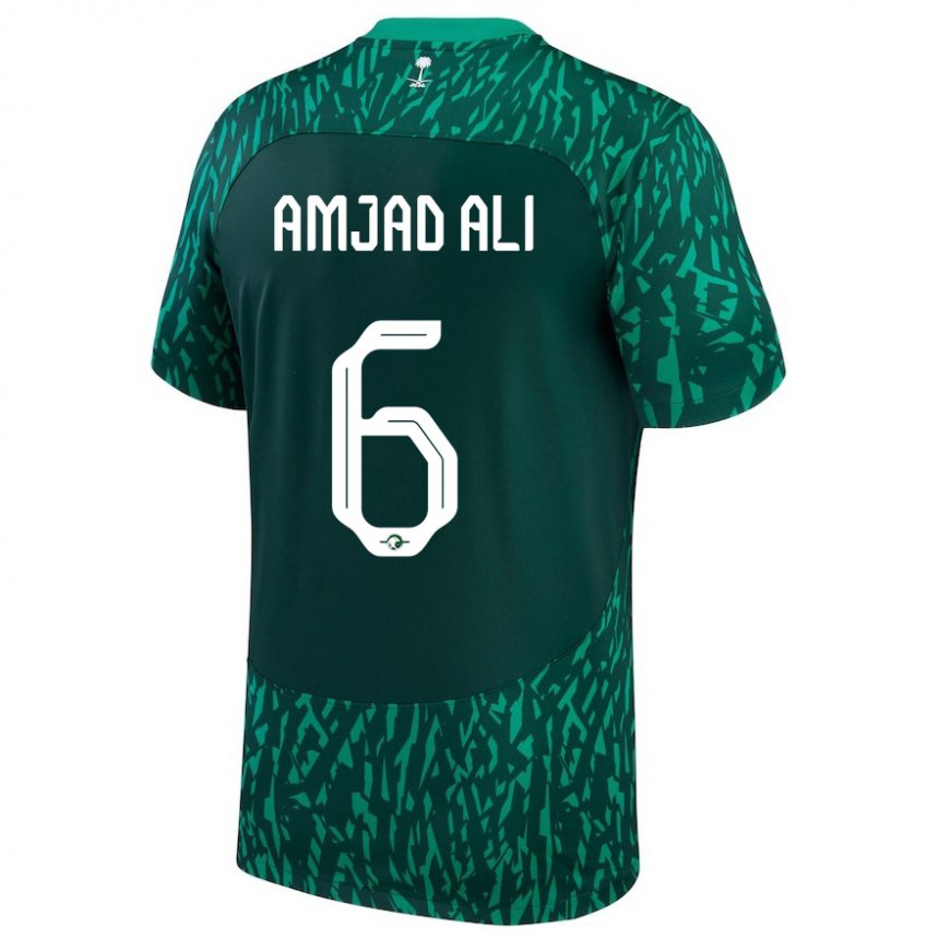 Dětské Saúdskoarabská Amjad Ali #6 Tmavozelený Daleko Hráčské Dresy 22-24 Dres