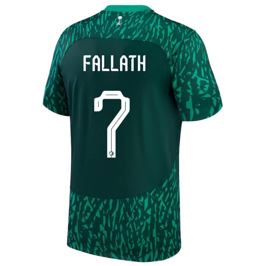 Dětské Saúdskoarabská Fahad Fallath #7 Tmavozelený Daleko Hráčské Dresy 22-24 Dres
