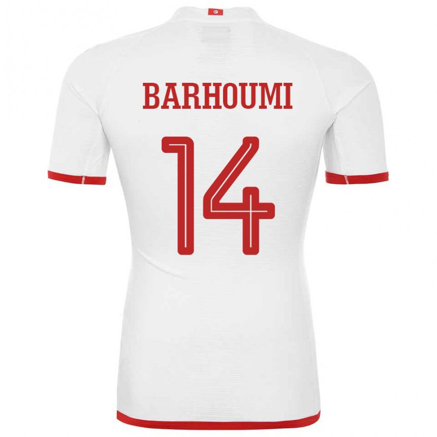 Dětské Tuniská Salah Barhoumi #14 Bílý Daleko Hráčské Dresy 22-24 Dres