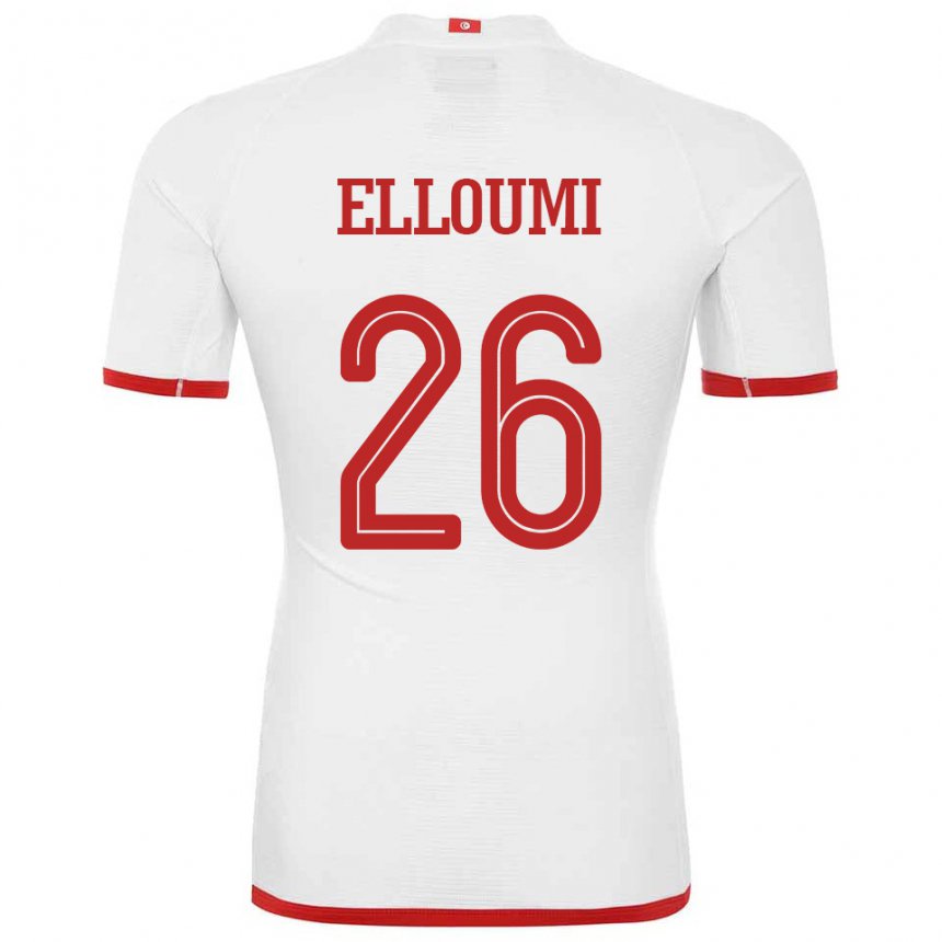 Dětské Tuniská Khalil Elloumi #26 Bílý Daleko Hráčské Dresy 22-24 Dres