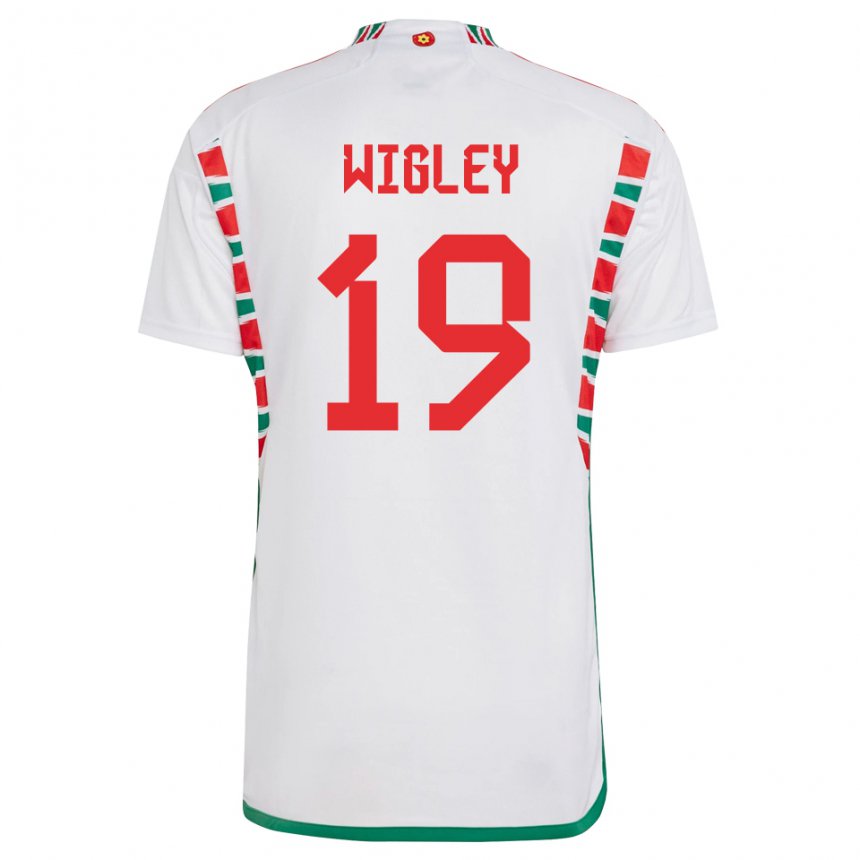 Dětské Velšská Morgan Wigley #19 Bílý Daleko Hráčské Dresy 22-24 Dres