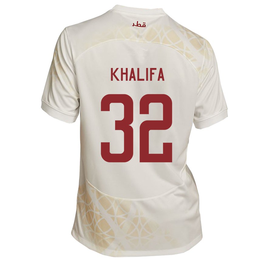 Dětské Katarská Duana Khalifa #32 Zlato Béžová Daleko Hráčské Dresy 22-24 Dres