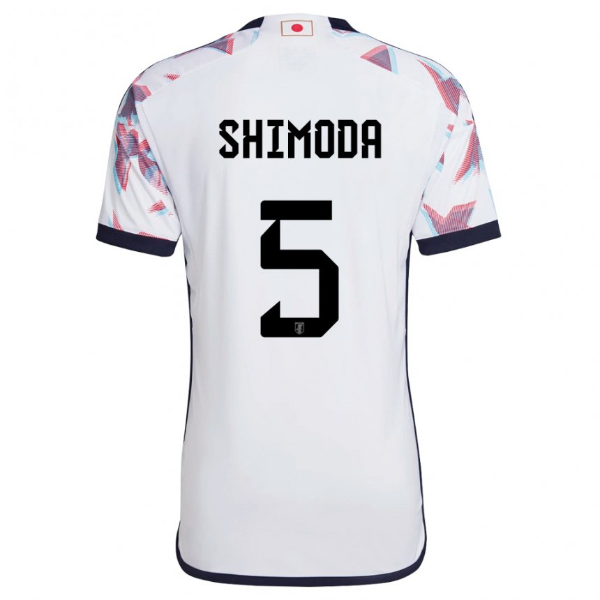 Dětské Japonská Yoshihiro Shimoda #5 Bílý Daleko Hráčské Dresy 22-24 Dres