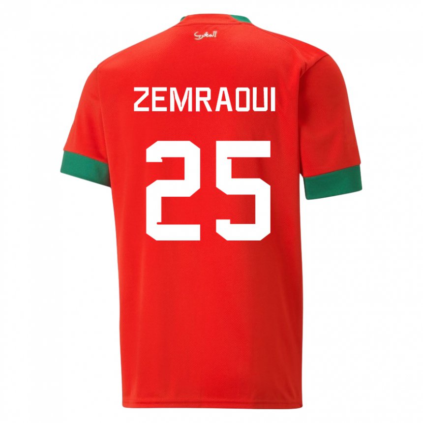 Pánské Marocká Oussama Zemraoui #25 Červené Domů Hráčské Dresy 22-24 Dres