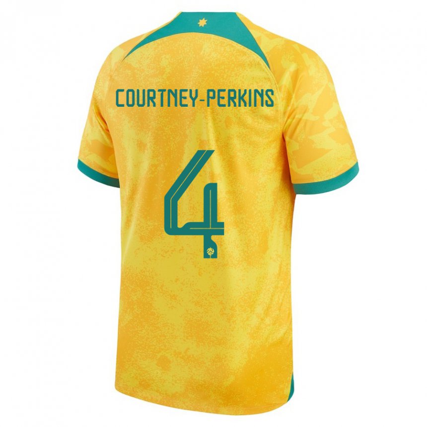 Pánské Australská Jordan Courtney Perkins #4 Zlatý Domů Hráčské Dresy 22-24 Dres
