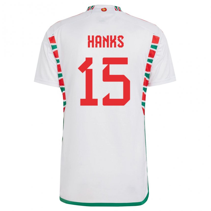 Pánské Velšská Justin Hanks #15 Bílý Daleko Hráčské Dresy 22-24 Dres