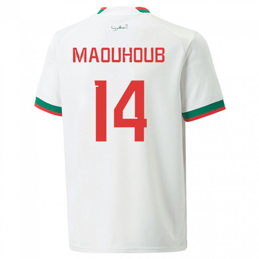 Pánské Marocká El Mehdi Maouhoub #14 Bílý Daleko Hráčské Dresy 22-24 Dres