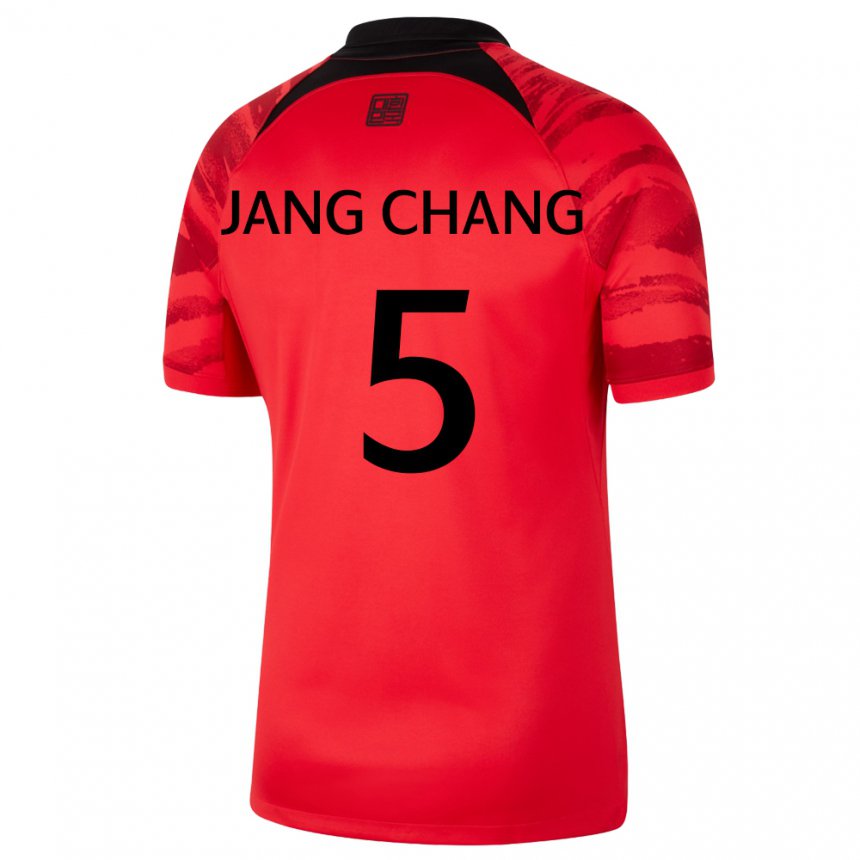 Dámské Jihokorejská Jang Chang #5 červená černá Domů Hráčské Dresy 22-24 Dres