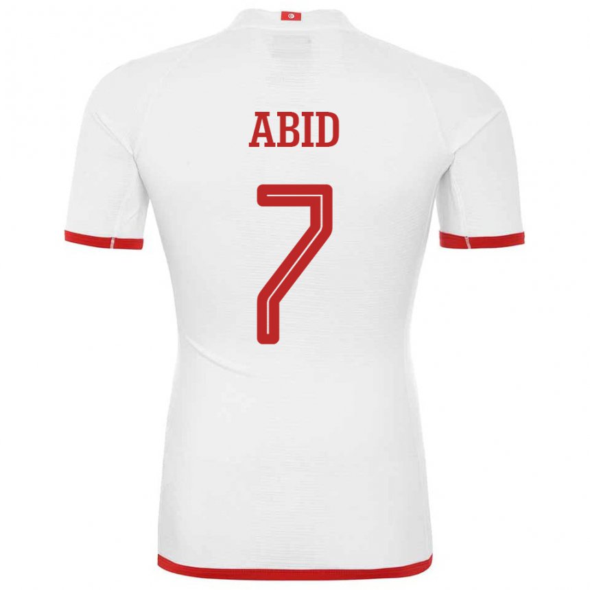 Dámské Tuniská Aziz Abid #7 Bílý Daleko Hráčské Dresy 22-24 Dres