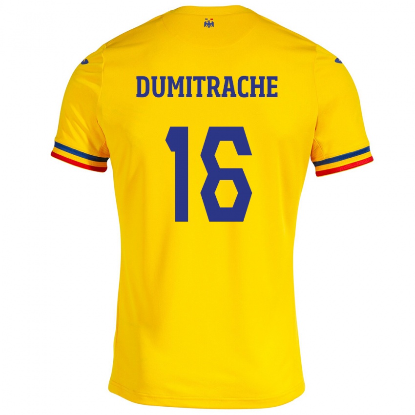 Pánské Rumunsko Valentin Dumitrache #16 Žlutá Domů Hráčské Dresy 24-26 Dres