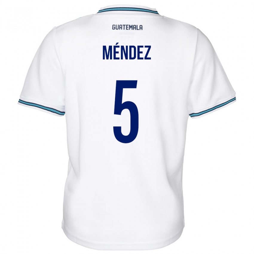 Pánské Guatemala Diego Méndez #5 Bílý Domů Hráčské Dresy 24-26 Dres