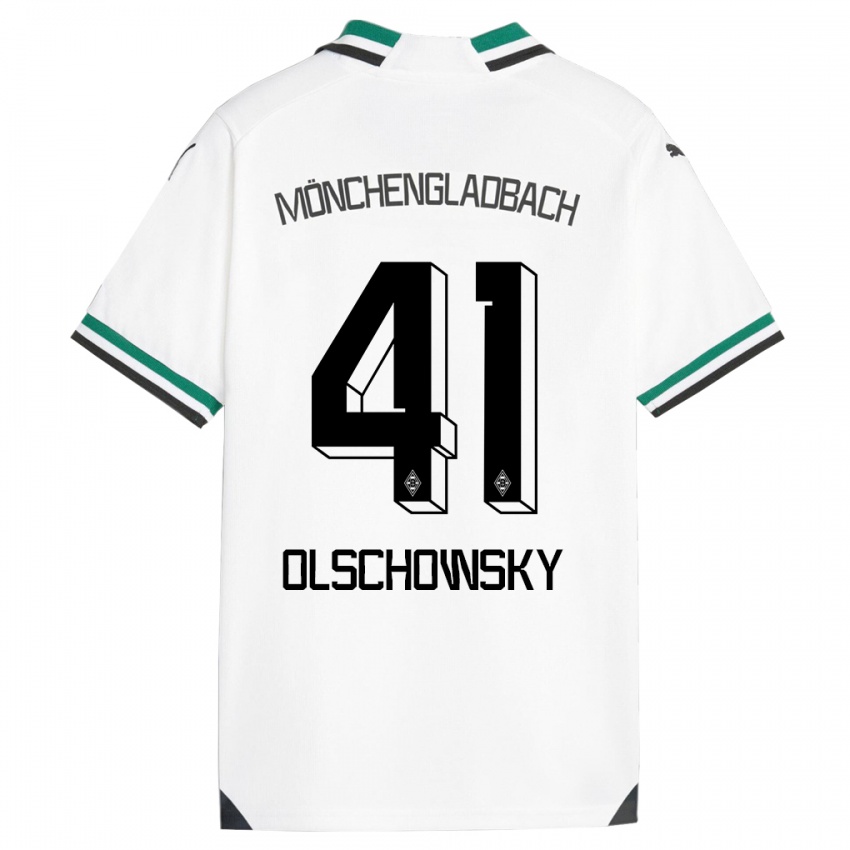 Dětské Jan Olschowsky #41 Bílá Zelená Domů Hráčské Dresy 2023/24 Dres