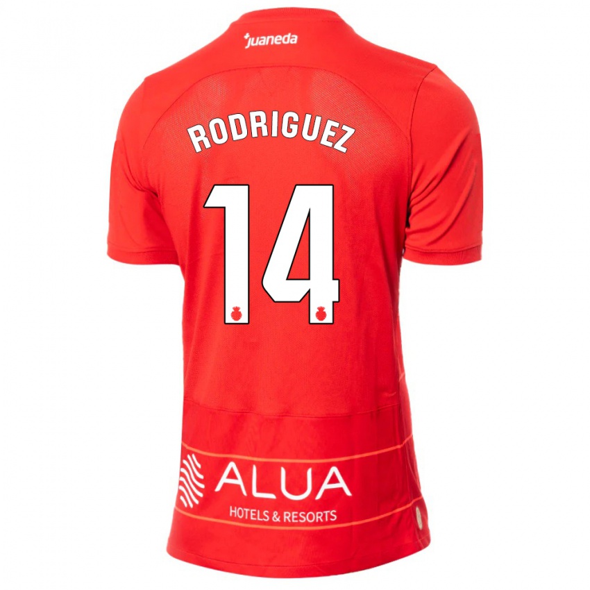 Dětské Diego Rodríguez #14 Červené Domů Hráčské Dresy 2023/24 Dres