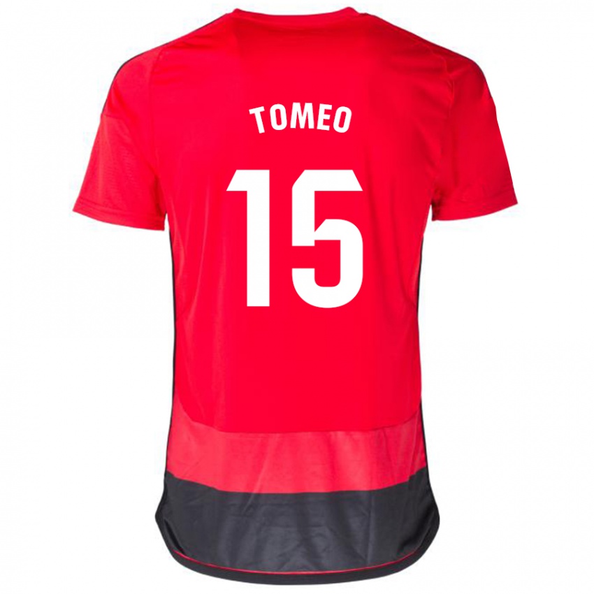 Dětské Pablo Tomeo #15 Červená Černá Domů Hráčské Dresy 2023/24 Dres