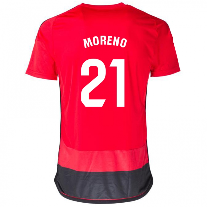 Dětské Diego Moreno #21 Červená Černá Domů Hráčské Dresy 2023/24 Dres