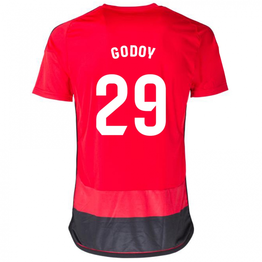 Dětské Alan Godoy #29 Červená Černá Domů Hráčské Dresy 2023/24 Dres