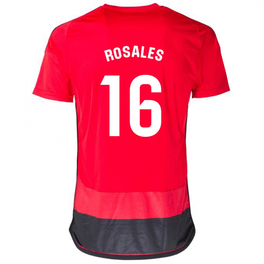 Dětské Diego Rosales #16 Červená Černá Domů Hráčské Dresy 2023/24 Dres