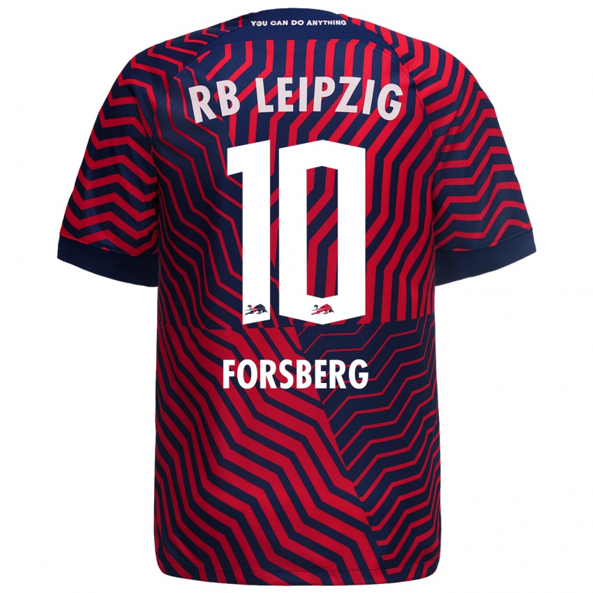 Dětské Emil Forsberg #10 Modrá Červená Daleko Hráčské Dresy 2023/24 Dres