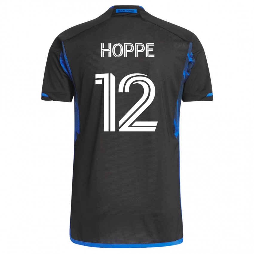 Pánské Matthew Hoppe #12 Modrá, Černá Domů Hráčské Dresy 2023/24 Dres