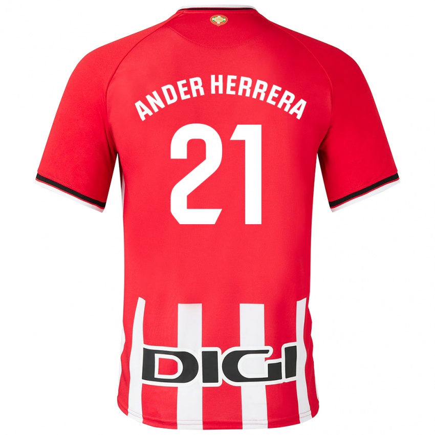 Pánské Ander Herrera #21 Červené Domů Hráčské Dresy 2023/24 Dres