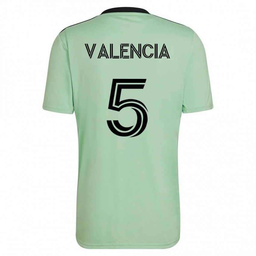 Pánské Jhojan Valencia #5 Světle Zelená Daleko Hráčské Dresy 2023/24 Dres