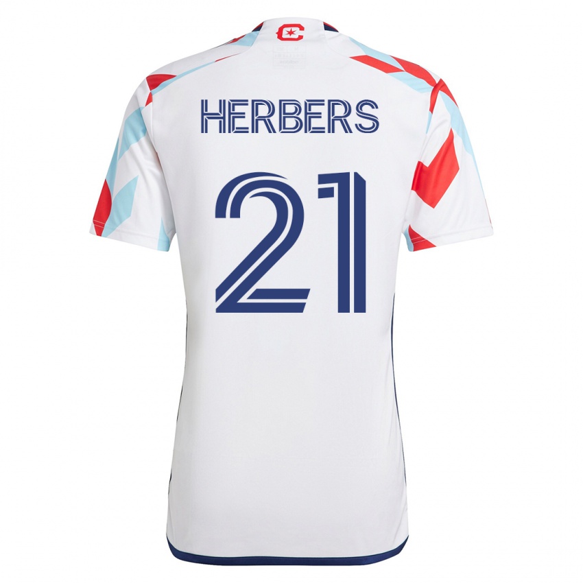 Pánské Fabian Herbers #21 Bílá Modrá Daleko Hráčské Dresy 2023/24 Dres