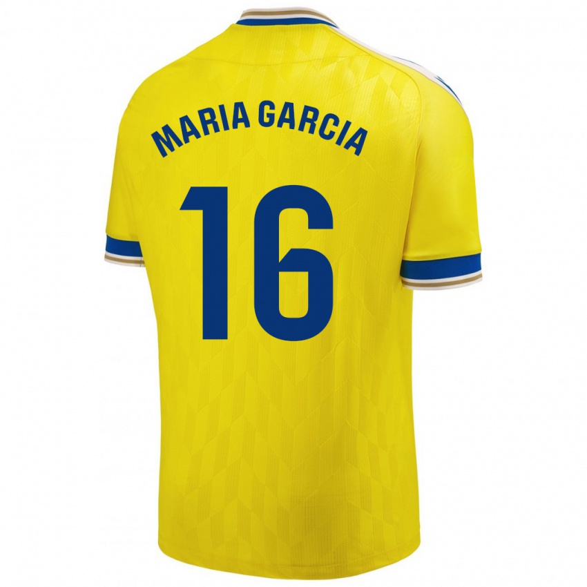 Dětské Maria García Fernández #16 Žlutá Domů Hráčské Dresy 2023/24 Dres