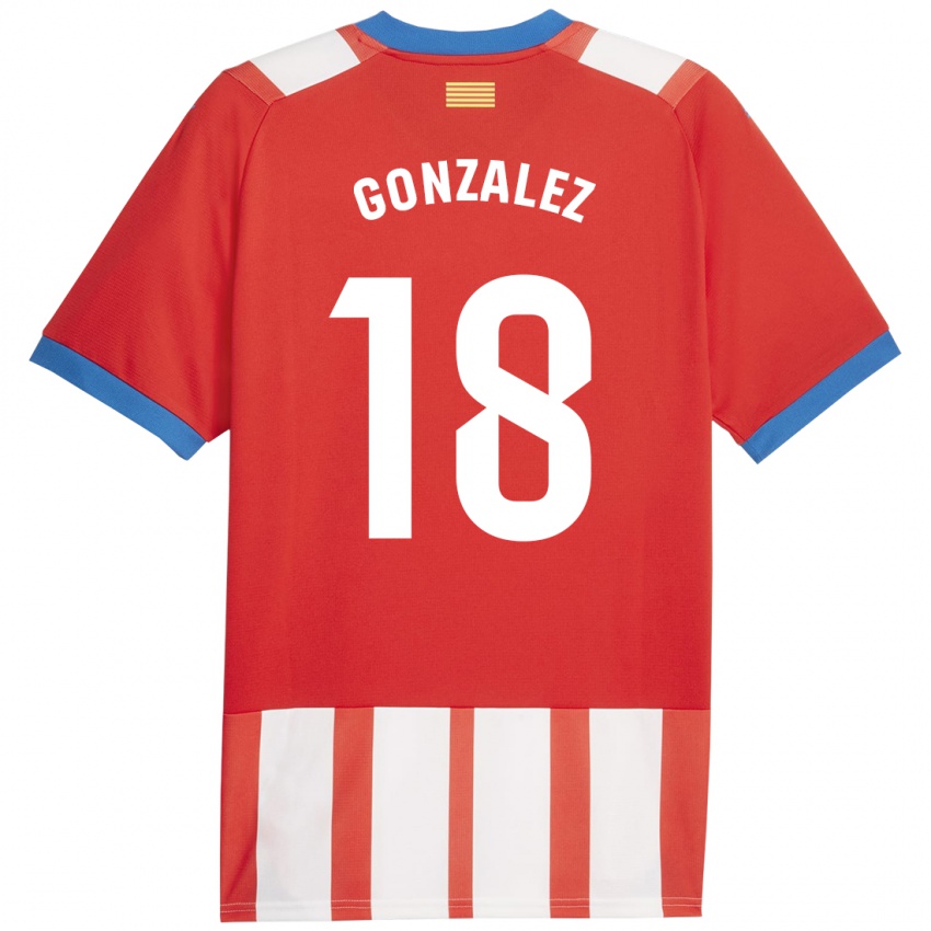 Dětské Gerard Gonzalez #18 Červená Bílá Domů Hráčské Dresy 2023/24 Dres